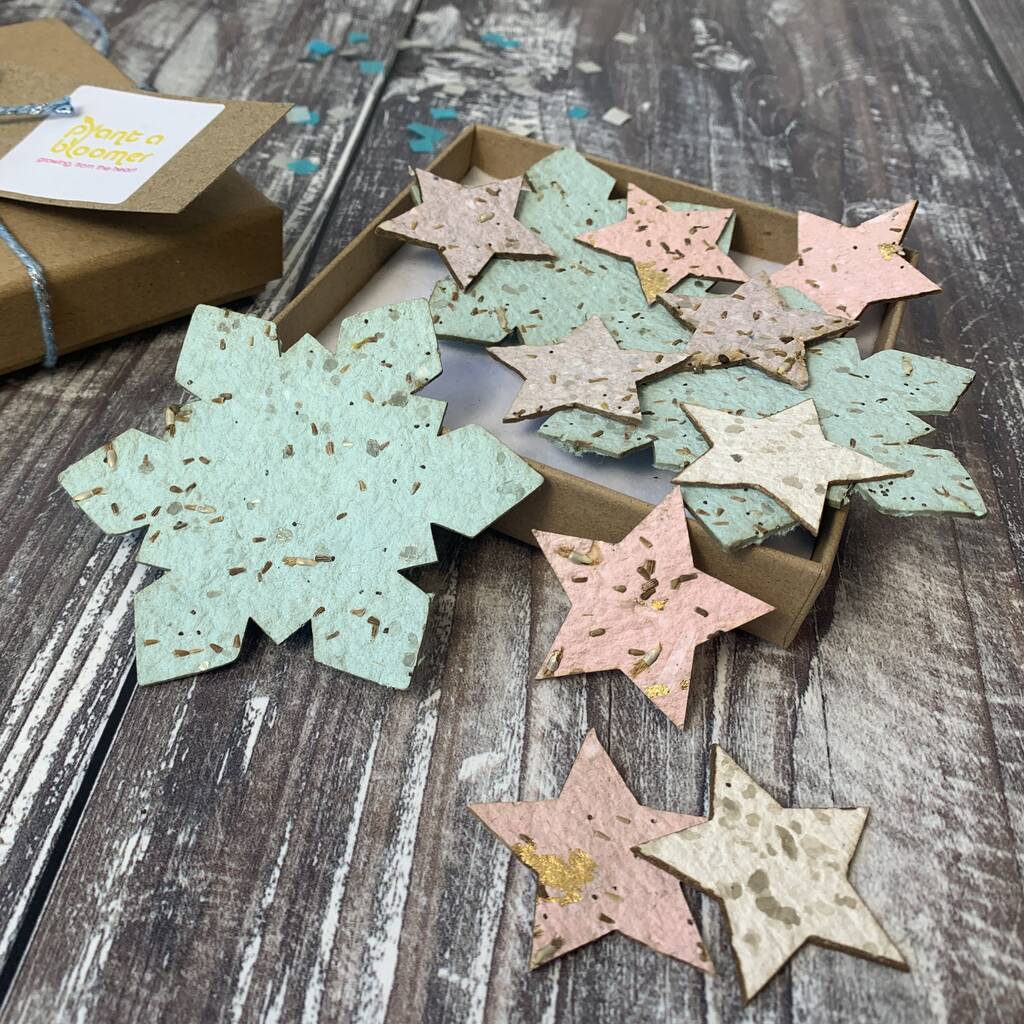 Snowflakes 'N' Stars Seed Paper Tokens Letterbox Gift, 1 of 4