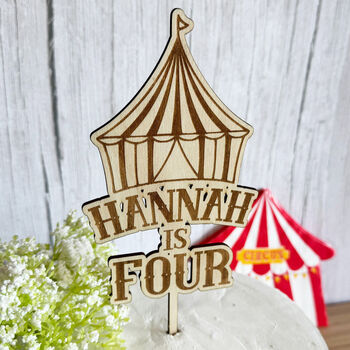 Personalised Circus Big Top Themed Birthday Cake Topper, 2 of 7