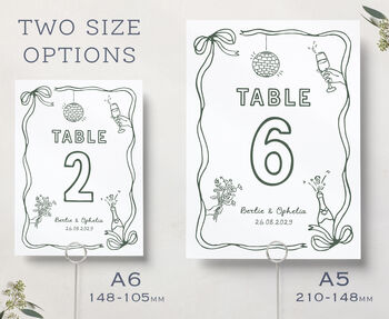 Hand Drawn Whimsical Wedding Table Numbers, 3 of 6