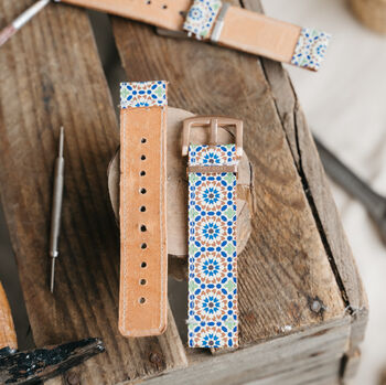 'Moorish' Leather Smartwatch Strap; Handmade Watch Band, 7 of 9