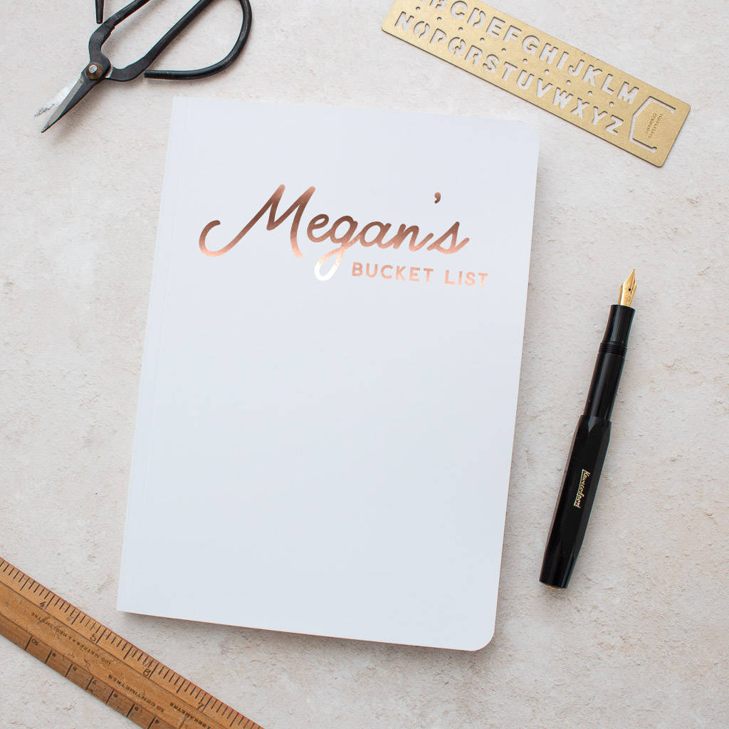 personalised bucket list foil notebook by nina thomas studio
