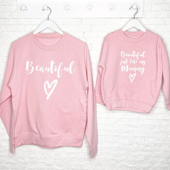 'Beautiful' Mother And Daughter Matching Sweatshirt Set, 7 of 7