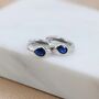 Sapphire Blue Single Pear Cut Cz Huggie Hoop, thumbnail 6 of 11