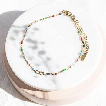 Multi Coloured Beaded Infinity Anklet, 2 of 9