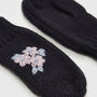 Forget Me Not Knitted Navy Mittens, thumbnail 5 of 5