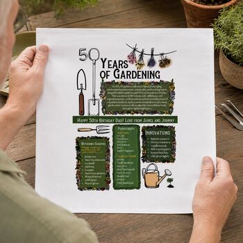 50th Birthday Gift For Gardeners Personalised Handkerchief Pair, 2 of 9
