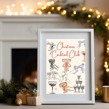 A4 Christmas Art Print, Christmas Cocktail Club, 3 of 5