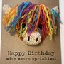 Rainbow Highland Cow Crochet Birthday Card Handmade Sprinkles, thumbnail 5 of 7