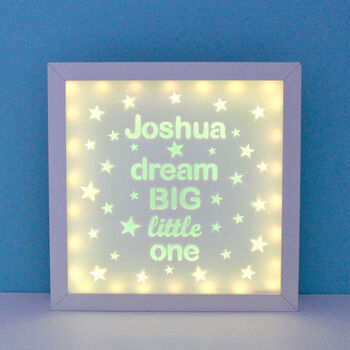 Personalised Dream Big Little One Night Light Box Light, 9 of 12