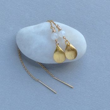 Drop And Moon Stone Thread Earrings, 8 of 11