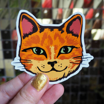 Three Cute Cat Face Vinyl Stickers, 7 of 7
