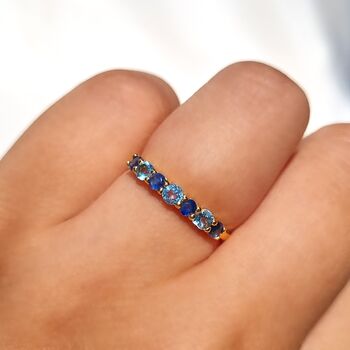 Blue Sapphire And Blue Topaz Eternity Band, 6 of 8
