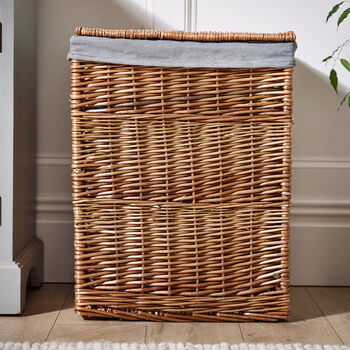 Wicker Laundry Hamper With Grey Lining, 3 of 6