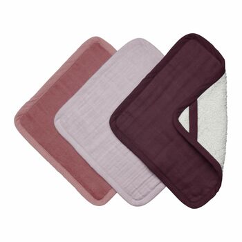 Organic Cotton Set Of Three Wash Cloths Various Colours, 2 of 4