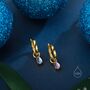 Moonstone Droplet Huggie Hoop Earrings In Sterling Silver, thumbnail 5 of 10