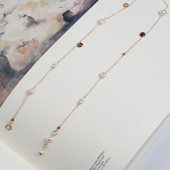Dainty Tourmaline Garnet And Pearls Chain Necklace, 4 of 11