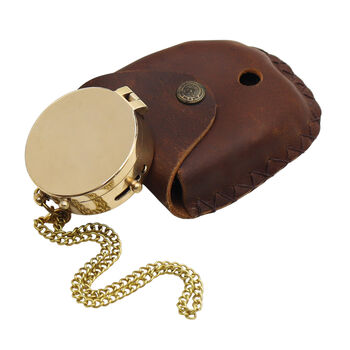 Personalised Brass Compass With Dark Leather Case, 6 of 7