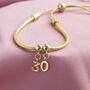 Personalised Gold Plated Birthday Charm Slider Bracelet, thumbnail 1 of 5
