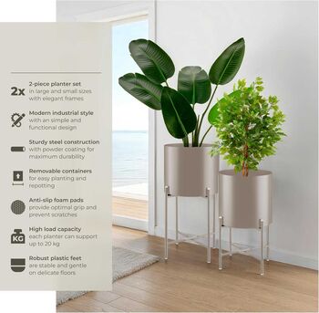 Plant Stand Pot Indoor Outdoor Metal Stands Set Of Two, 10 of 12