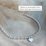 Sterling Silver Personalised Love Heart Charm Stretch Bead Anklet, thumbnail 7 of 9
