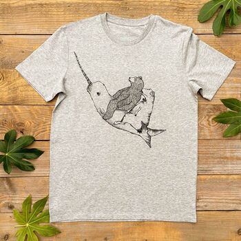 Narwhal And Bear Men's Organic T Shirt, 2 of 7