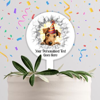 Personalised Lakeland Terrier Birthday Break Through Dog, 3 of 8