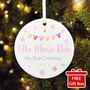My First Christmas Baby Girl Garland Ceramic Disc Hanging Decoration Bauble + Gift Box, thumbnail 1 of 6