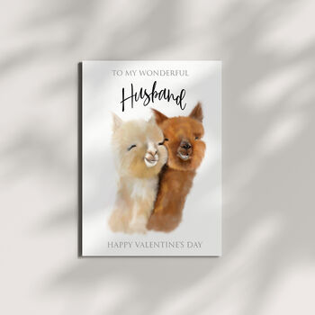 Adorable Alpaca Valentine’s Day Card For Husband, 2 of 3