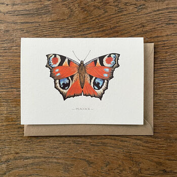 Illustrated Peacock Butterfly Card Blank Inside, 2 of 7