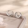 Single Piercing Double Hoop Effect Earrings In Sterling Silver, thumbnail 2 of 11