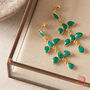Emerald Leaf Shaped 18 K Gold And Silver Stud Drops, thumbnail 3 of 11
