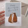 Cute Foxes In Love Mum And Dad Anniversary Card, thumbnail 2 of 2