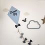 Dream Big Nursery Decor Wall Hanging, Baby Blue, Grey And White Fabric Kite, thumbnail 5 of 9