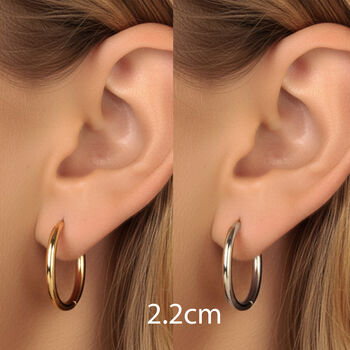 Silver Or Gold 12mm To 24mm Women's Solid Small Hoop Earrings, 10 of 11