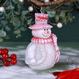 G Decor Happy Snowman Christmas Candle Red Hat And Scarf Festive Ornament, thumbnail 3 of 4