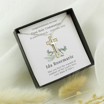 Personalised Floral Cross Necklace And Box, 2 of 6