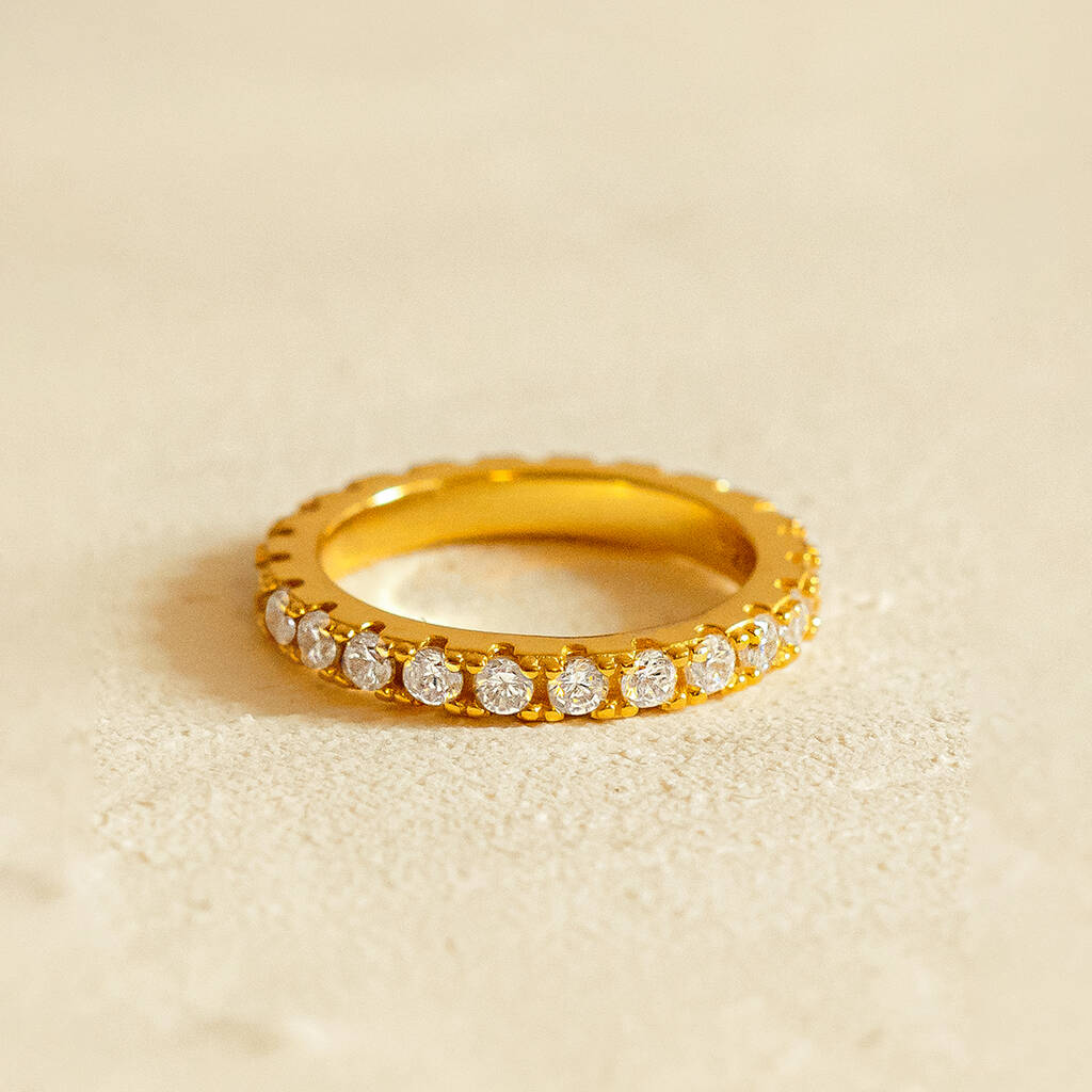 Stacking Eternity Ring With Stones 18ct Gold Plated, 1 of 7