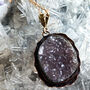 Black Agate Druzy Necklace Hand Carved, thumbnail 3 of 4