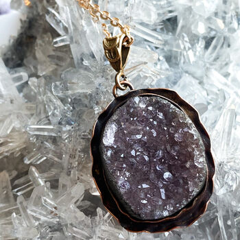 Black Agate Druzy Necklace Hand Carved, 3 of 4