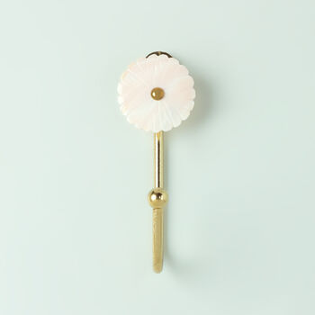 G Decor Petaline Handcrafted Mother Of Pearl Wall Hook With Brass Hanger, 2 of 4