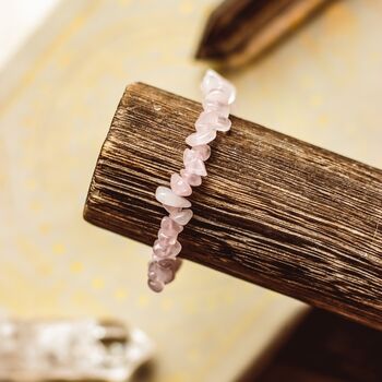 Rose Quartz Gemstone Chip Bracelet | Crystal Jewellery, 2 of 3