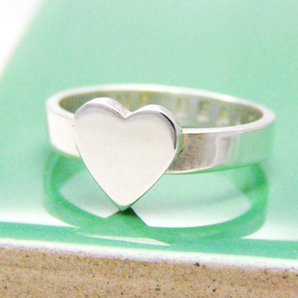 Personalised Chunky Silver Heart Ring By Soremi Jewellery ...