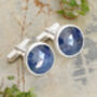 Natural Sapphire Cufflinks In Solid Silver, thumbnail 2 of 3