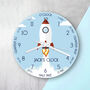 Personalised Kids Rocket Glass Wall Clock, thumbnail 1 of 2