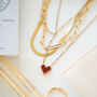 Valentines Day Gifts 18ct Gold Plated Red Heart Layered Necklace Set, thumbnail 1 of 5