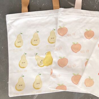 Peach Fruit Picnic Canvas Tote Bag, 4 of 6