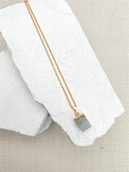 Amazonite Cube Necklace Real 18k Gold Plated, 4 of 6