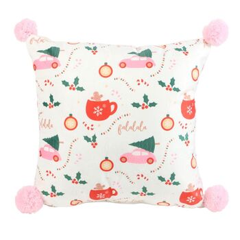 Square Sugarplum Fun Christmas Print Cushion, 2 of 3