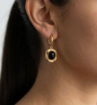 Enso Black Onyx And Molten Gold Drop Huggies, 4 of 5