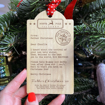 New Sibling Tree Decoration From Father Christmas, 3 of 7